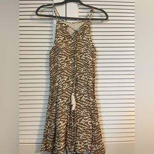 EM Creme - Brown and Cream Patterned Women's Dress